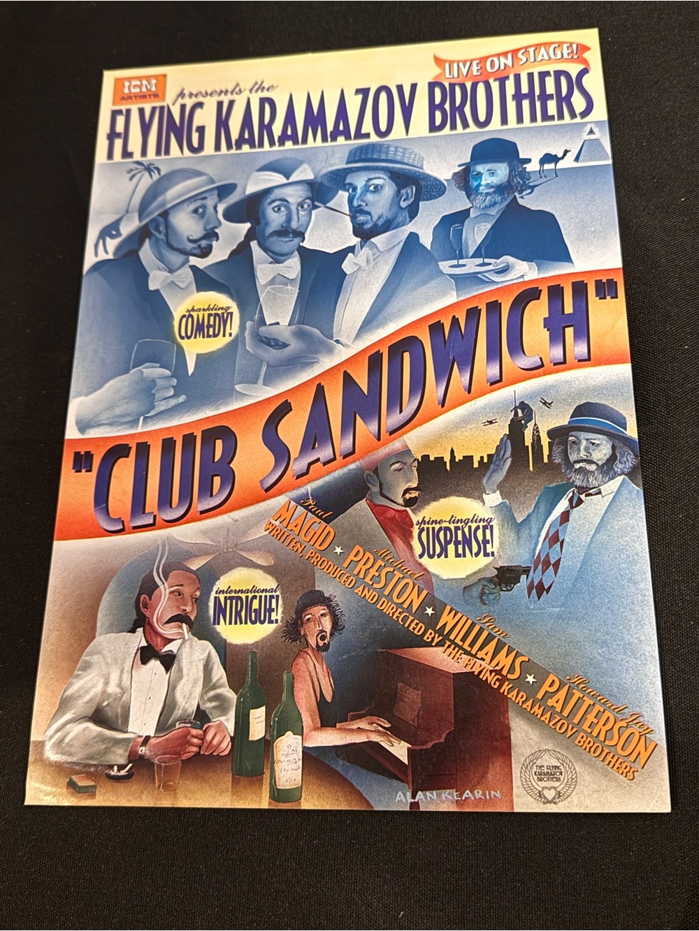 The Flying Karamazov Brothers "Club Sandwich" Vintage Poster - Blue & Orange - Picture 2 of 5